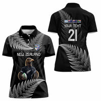 New Zealand Rugby Custom Women Polo Shirt Glory Be To Black Silver-fern - Polynesian Pride