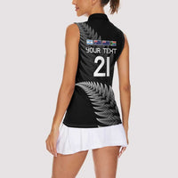 New Zealand Rugby Custom Women Sleeveless Polo Shirt Glory Be To Black Silver-fern - Polynesian Pride