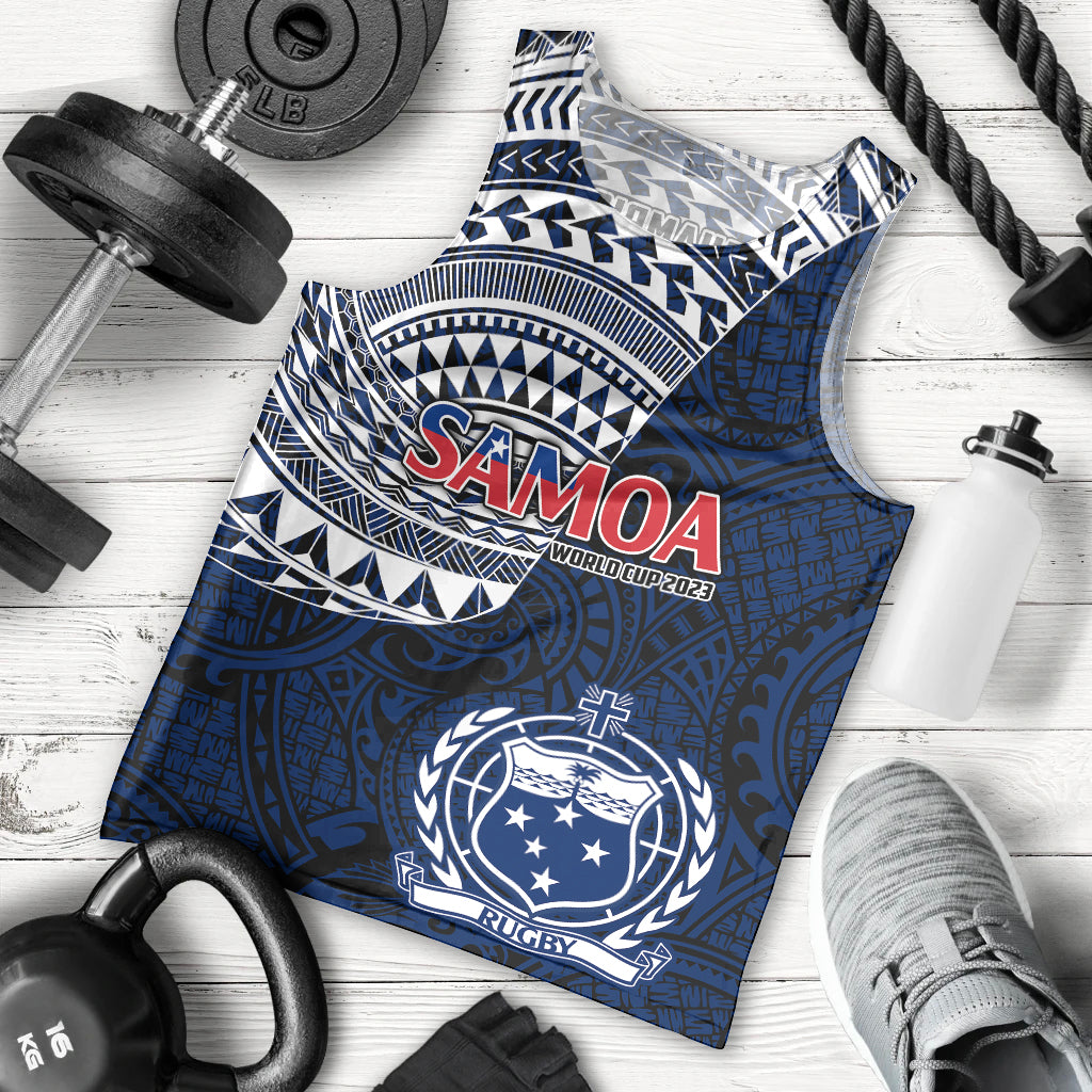 Samoa Rugby Men Tank Top Proud Samoa World Cup 2023 LT9 Blue - Polynesian Pride