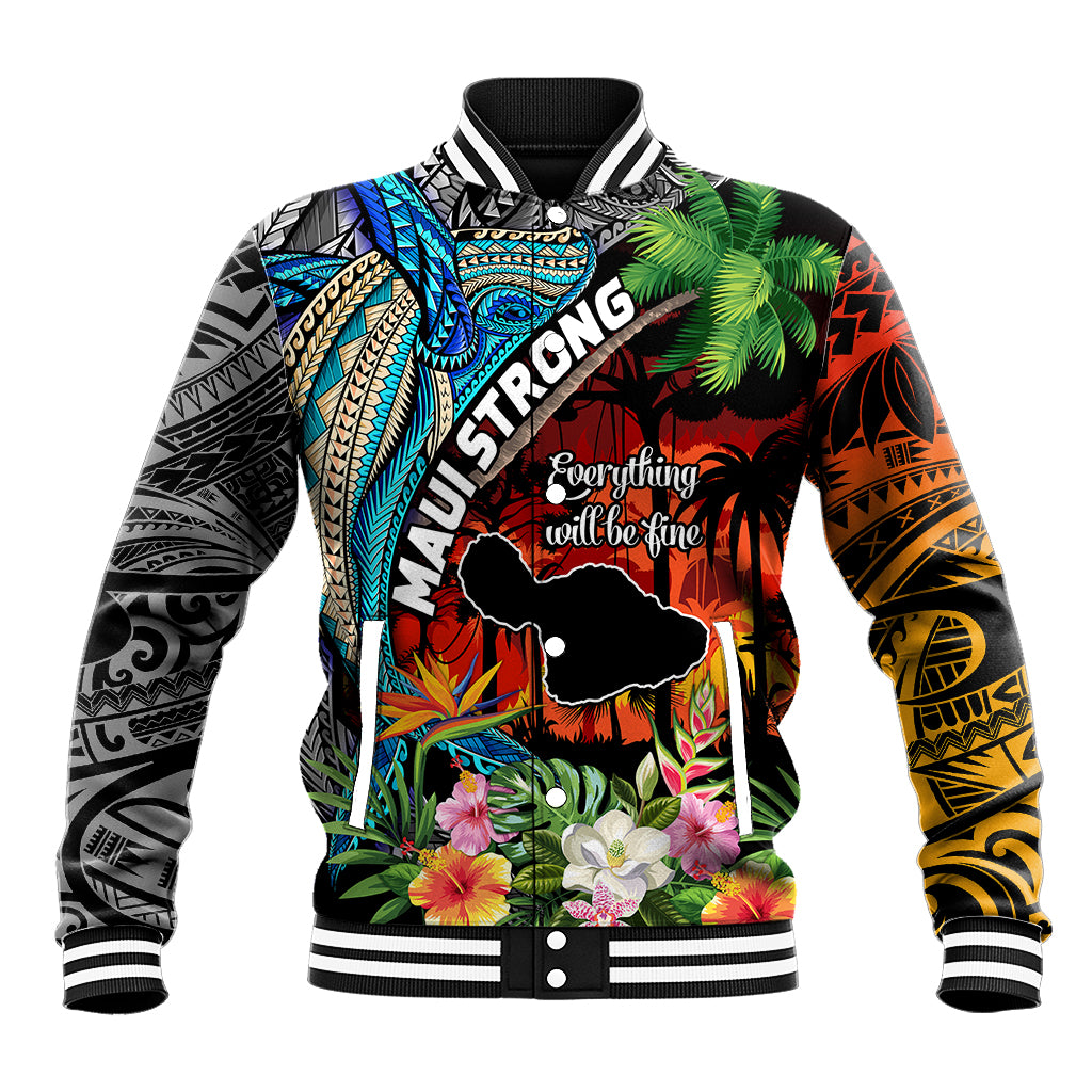 Hawaii Strong Maui Wildfire Baseball Jacket Pray For Lahaina Maui LT9 Unisex Black - Polynesian Pride