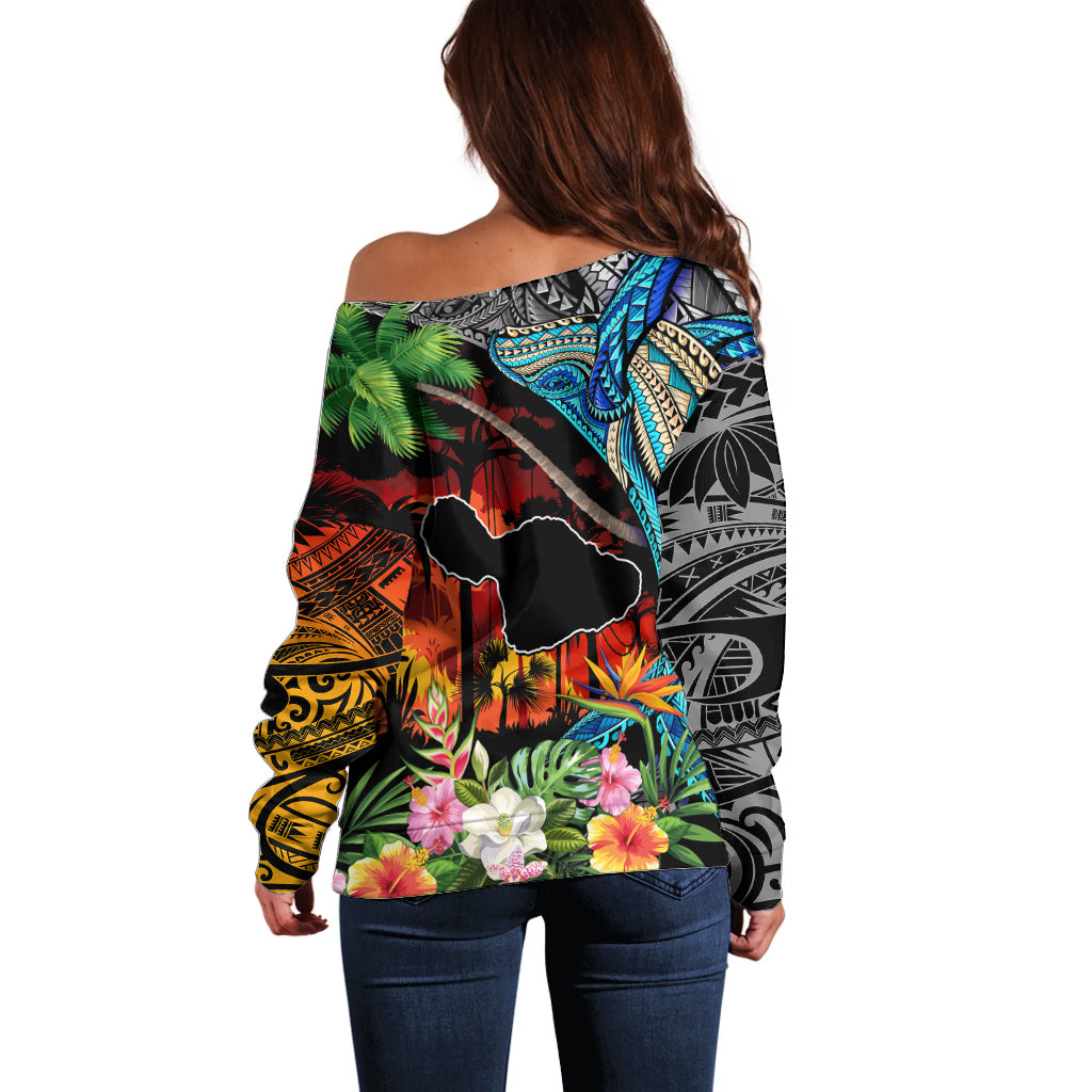 Hawaii Strong Maui Wildfire Off Shoulder Sweater Pray For Lahaina Maui LT9 - Polynesian Pride