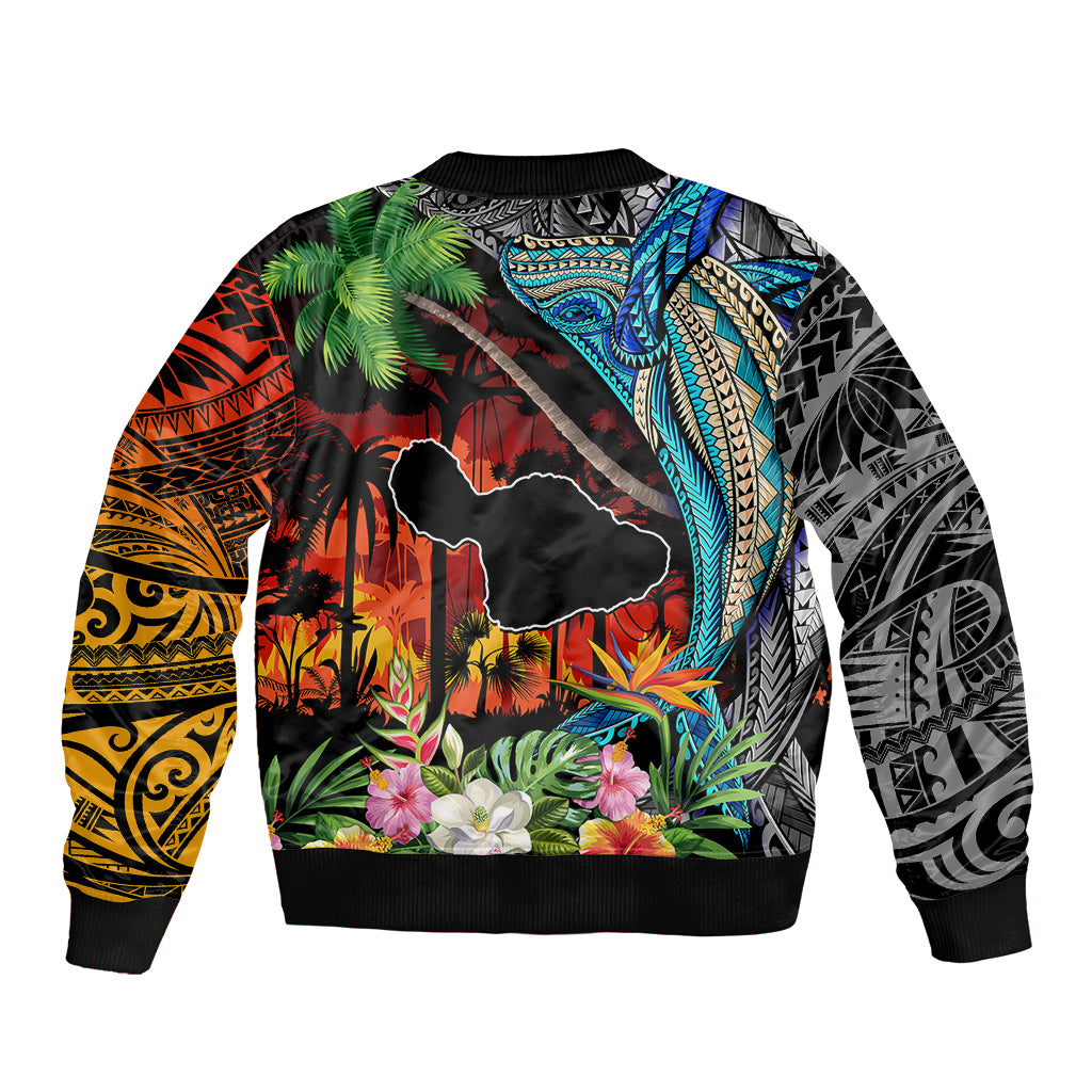 Hawaii Strong Maui Wildfire Sleeve Zip Bomber Jacket Pray For Lahaina Maui LT9 - Polynesian Pride