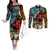 Personalised Hawaii Strong Maui Wildfire Couples Matching Off The Shoulder Long Sleeve Dress and Long Sleeve Button Shirts Pray For Lahaina Maui LT9 Black - Polynesian Pride
