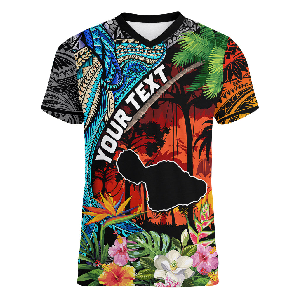 Personalised Hawaii Strong Maui Wildfire Women V Neck T Shirt Pray For Lahaina Maui LT9 Female Black - Polynesian Pride