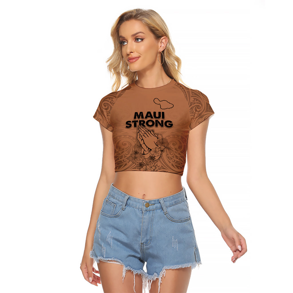 Hawaii Strong Maui Wildfire Raglan Cropped T Shirt No1 LT9 Female Gold - Polynesian Pride
