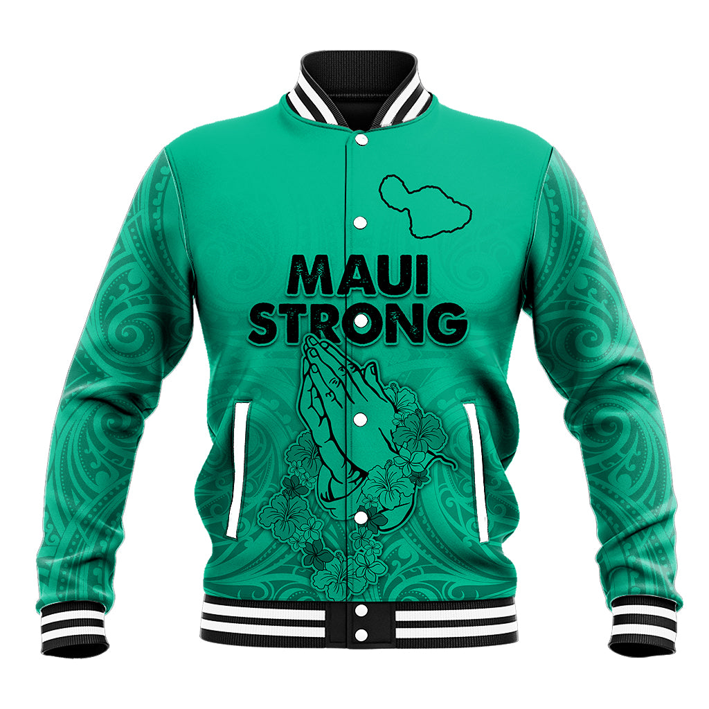 Hawaii Strong Maui Wildfire Baseball Jacket No2 LT9 Unisex Green - Polynesian Pride