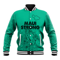 Hawaii Strong Maui Wildfire Baseball Jacket No2 LT9 Unisex Green - Polynesian Pride