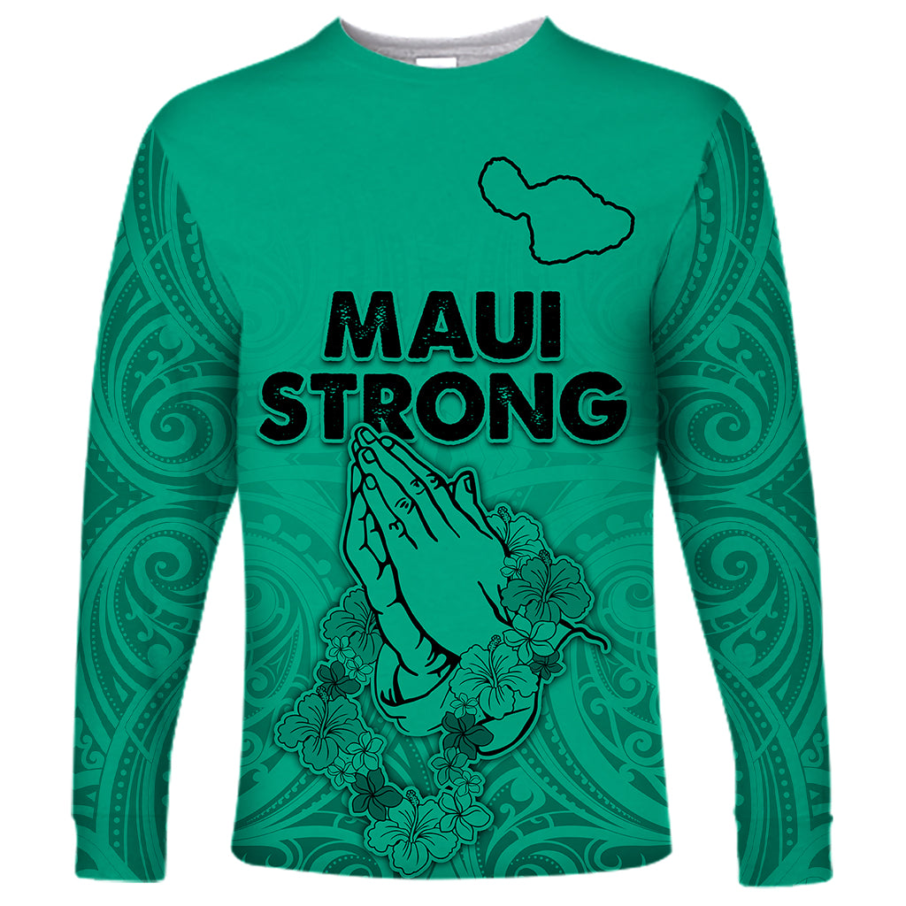Hawaii Strong Maui Wildfire Long Sleeve Shirt No2 LT9 Unisex Green - Polynesian Pride
