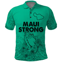Hawaii Strong Maui Wildfire Polo Shirt No2 LT9 Green - Polynesian Pride