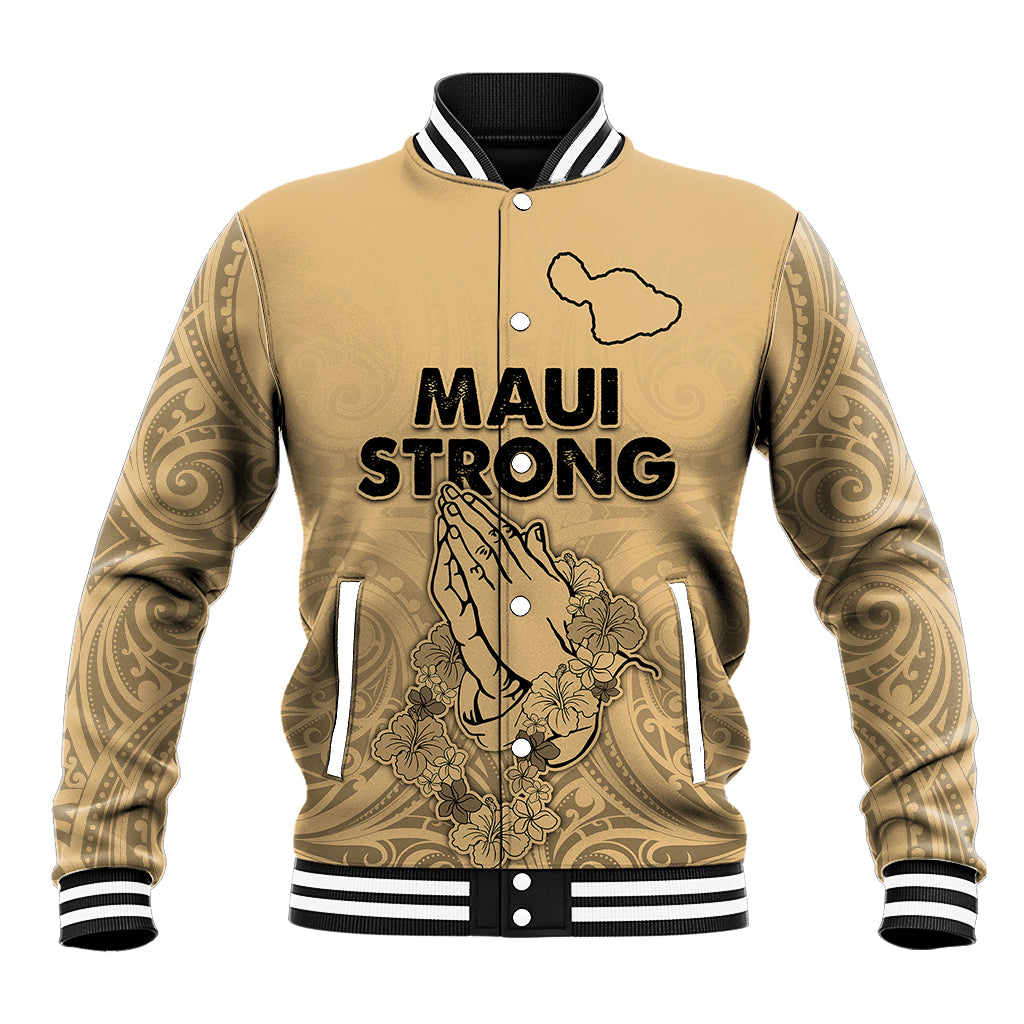 Hawaii Strong Maui Wildfire Baseball Jacket No3 LT9 Unisex Nude - Polynesian Pride