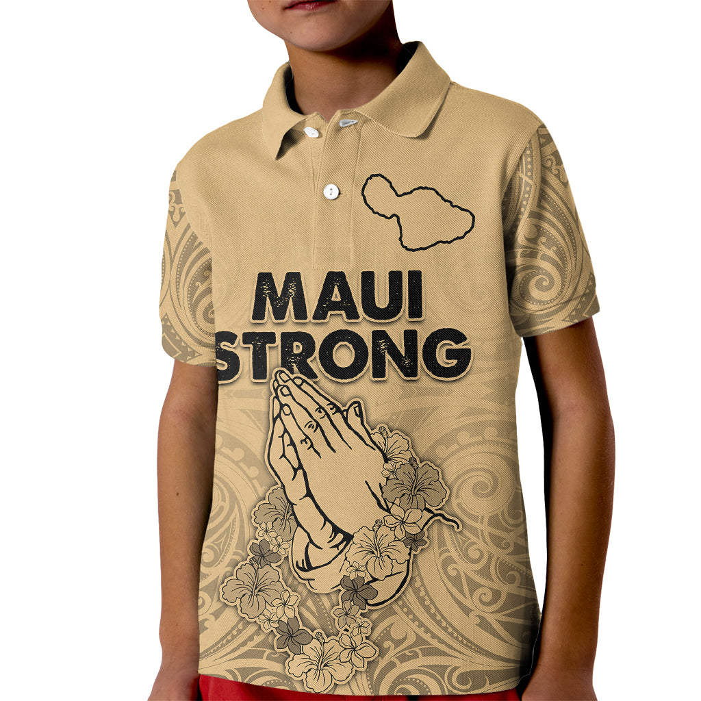 Hawaii Strong Maui Wildfire Kid Polo Shirt No3 LT9 Kid Nude - Polynesian Pride