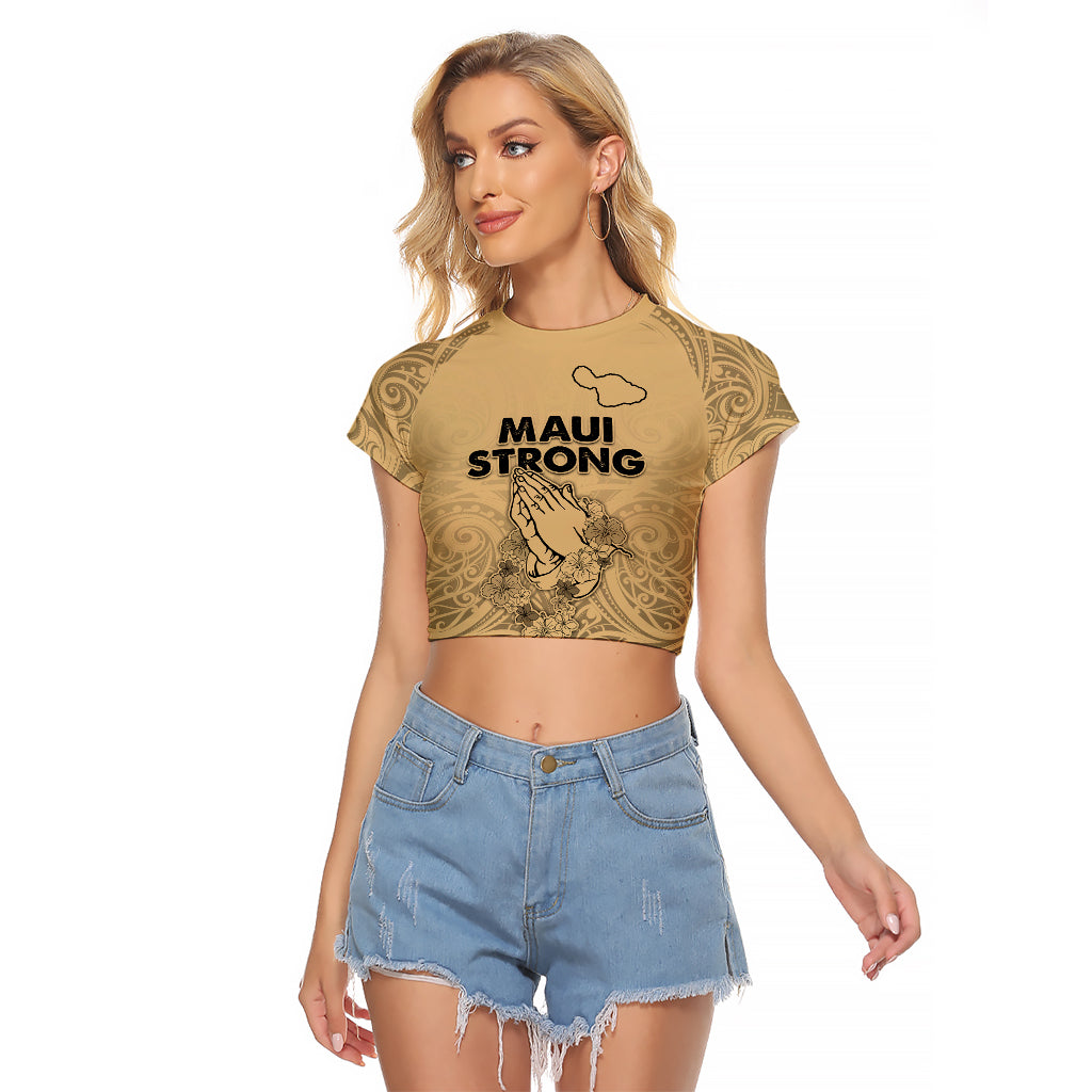 Hawaii Strong Maui Wildfire Raglan Cropped T Shirt No3 LT9 Female Nude - Polynesian Pride