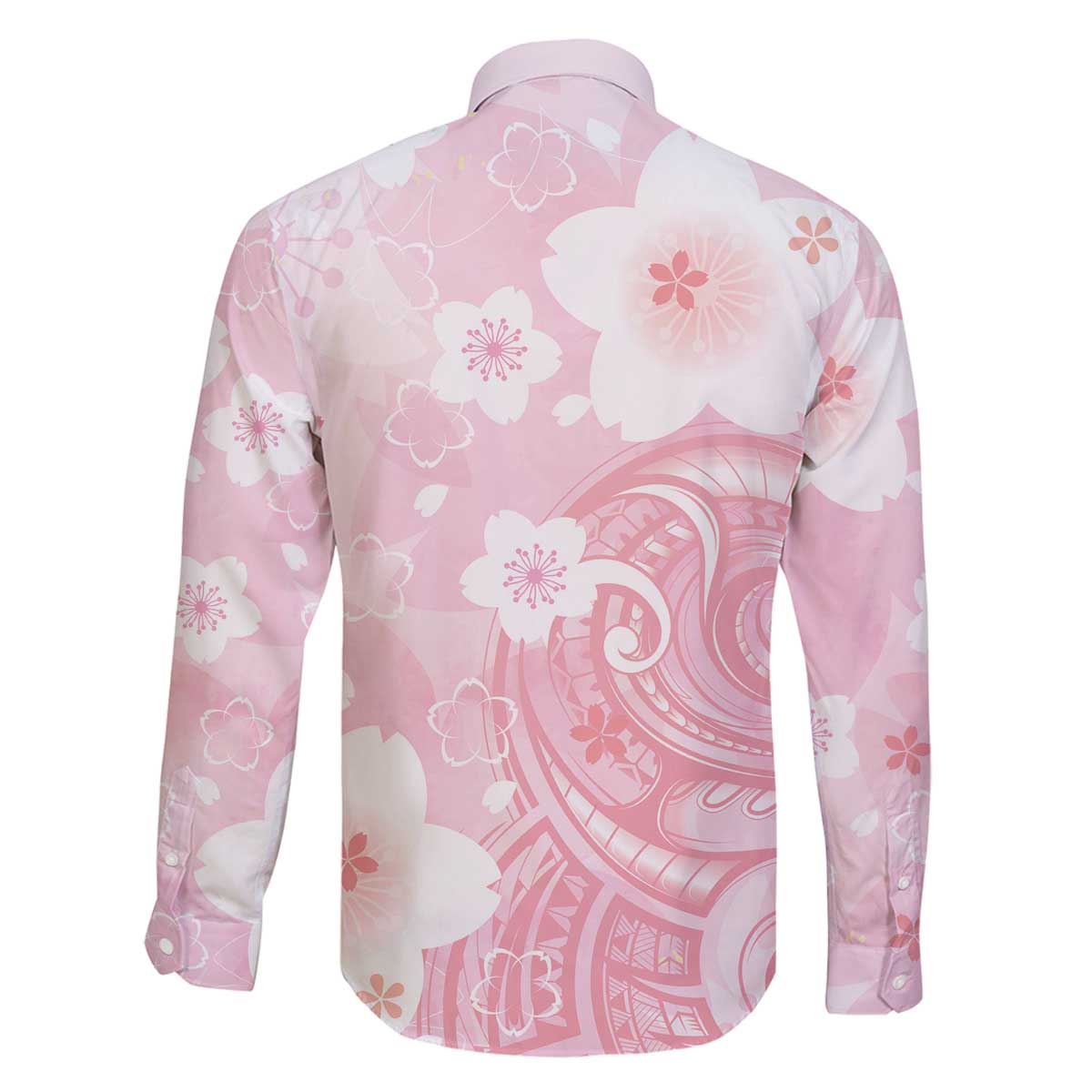 Japan Sakura Floral with Polynesian Vibe Family Matching Off The Shoulder Long Sleeve Dress and Hawaiian Shirt