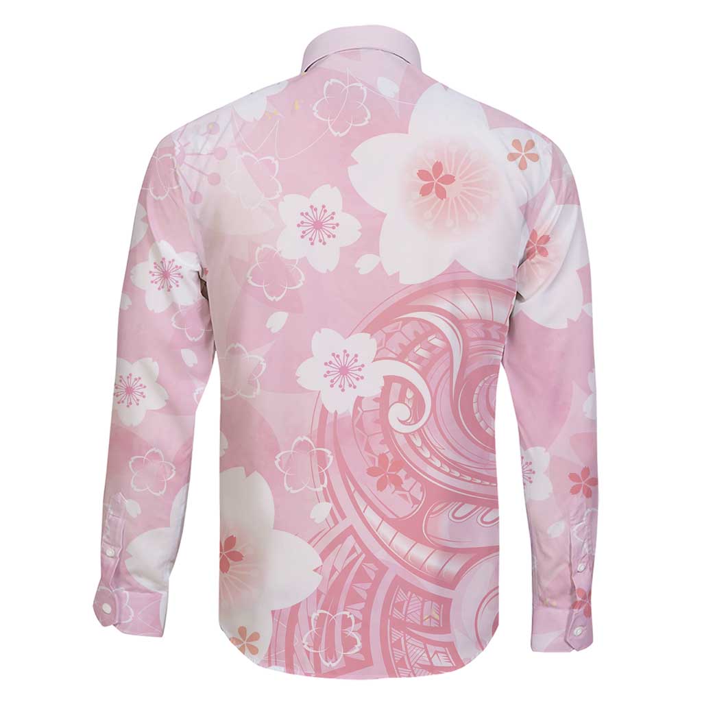 Japan Sakura Floral with Polynesian Vibe Family Matching Short Sleeve Bodycon Dress and Hawaiian Shirt