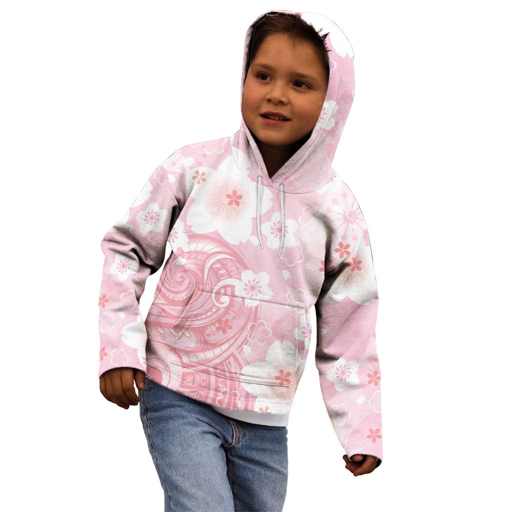 Japan Sakura Floral with Polynesian Vibe Kid Hoodie