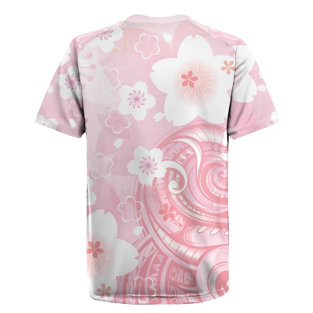Japan Sakura Floral with Polynesian Vibe Rugby Jersey