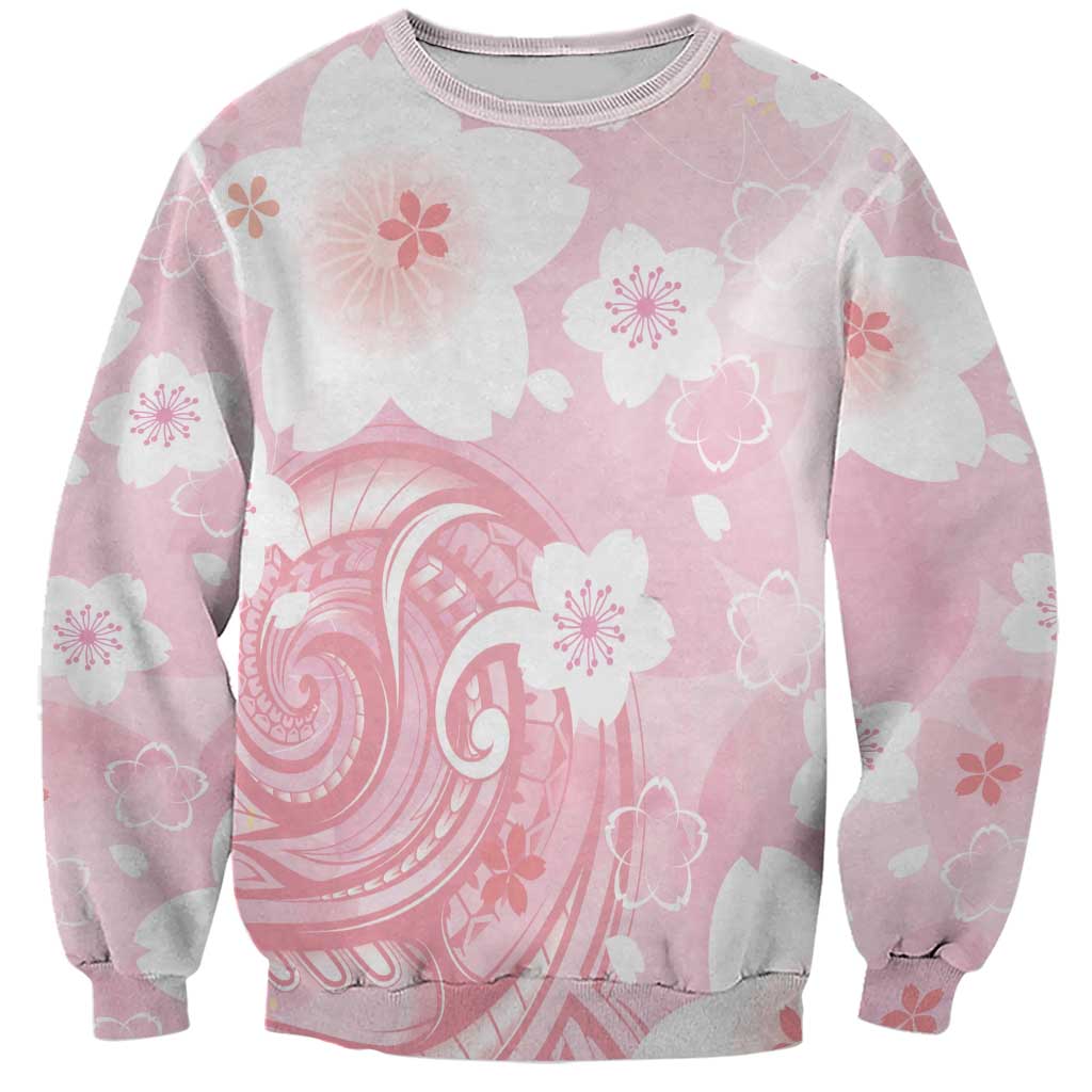 Japan Sakura Floral with Polynesian Vibe Sweatshirt