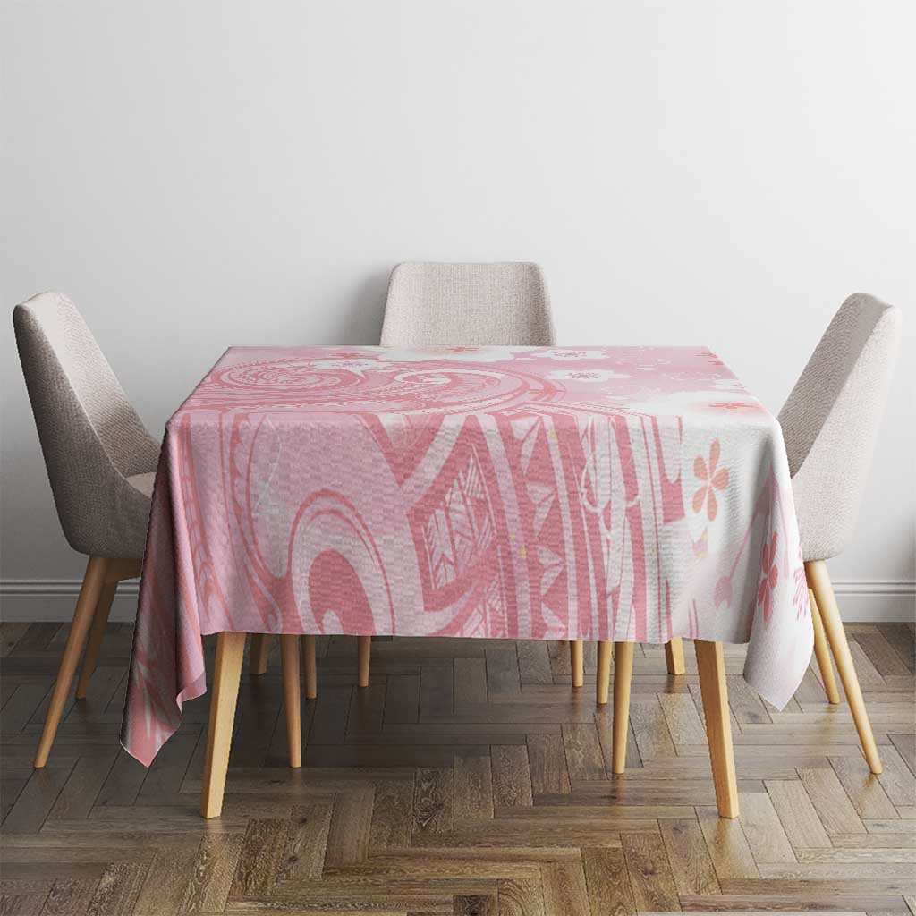Japan Sakura Floral with Polynesian Vibe Tablecloth