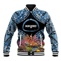 Personalised Nukuoro Micronesia Atoll Baseball Jacket with Pacific Coral Reef