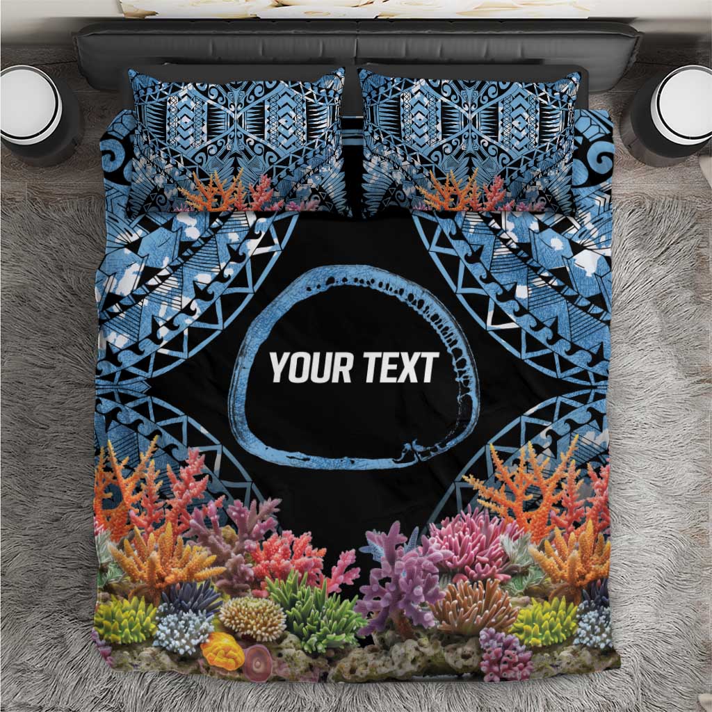 Personalised Nukuoro Micronesia Atoll Bedding Set with Pacific Coral Reef LT9 Blue - Polynesian Pride