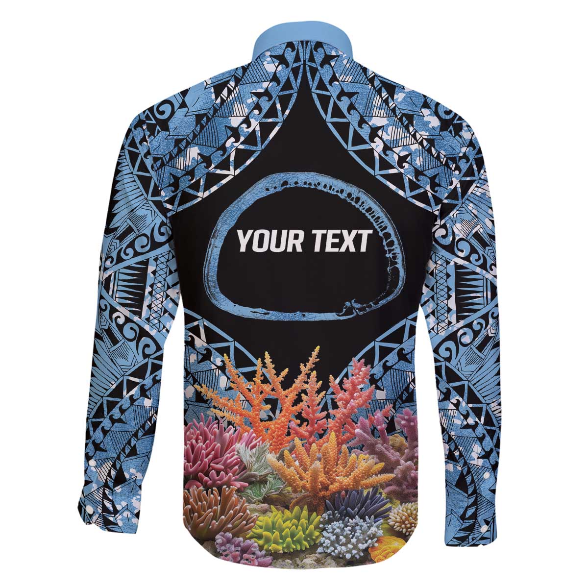 Personalised Nukuoro Micronesia Atoll Family Matching Off Shoulder Short Dress and Hawaiian Shirt with Pacific Coral Reef