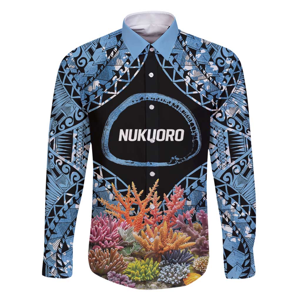 Personalised Nukuoro Micronesia Atoll Family Matching Puletasi and Hawaiian Shirt with Pacific Coral Reef