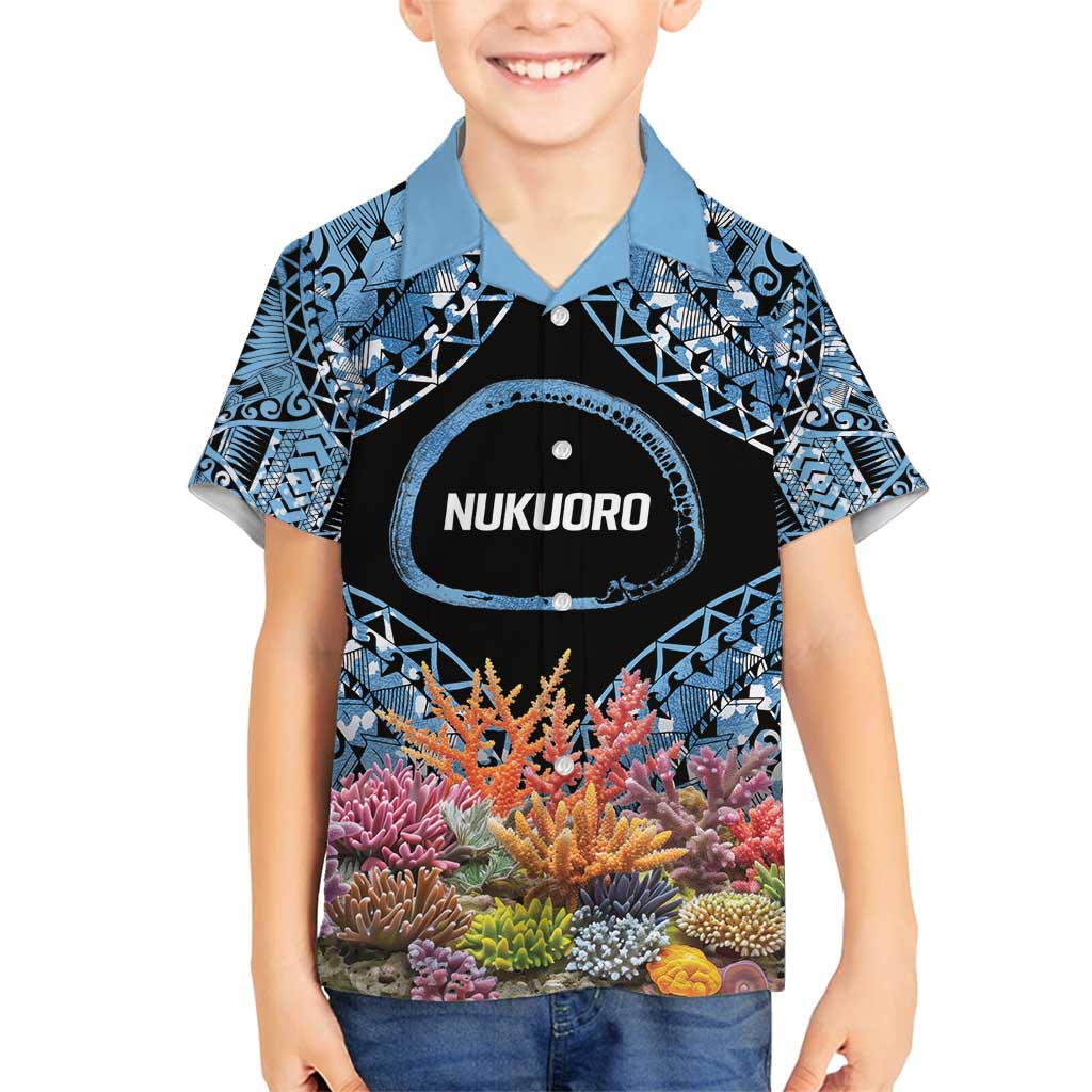 Personalised Nukuoro Micronesia Atoll Family Matching Tank Maxi Dress and Hawaiian Shirt with Pacific Coral Reef