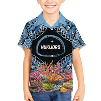 Personalised Nukuoro Micronesia Atoll Family Matching Tank Maxi Dress and Hawaiian Shirt with Pacific Coral Reef