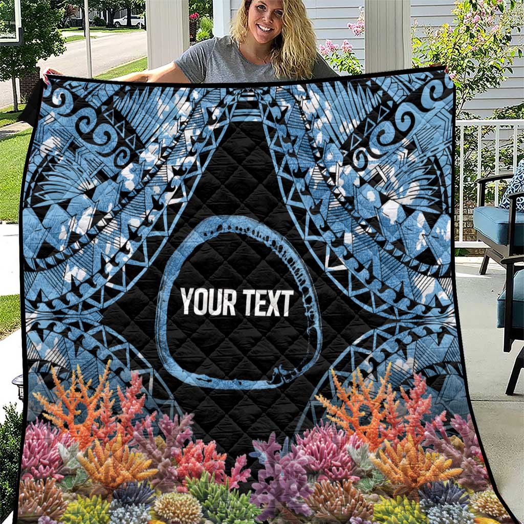 Personalised Nukuoro Micronesia Atoll Quilt with Pacific Coral Reef LT9 Blue - Polynesian Pride