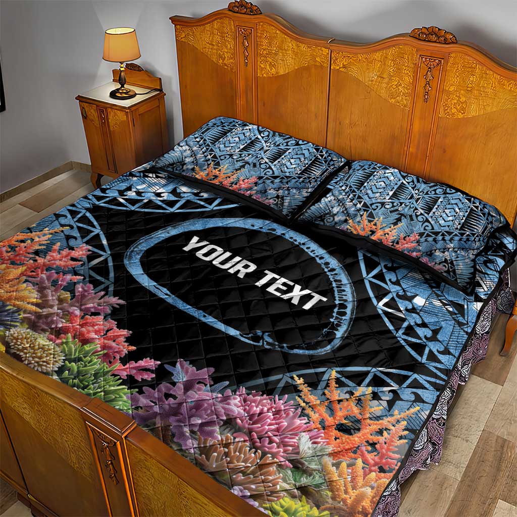 Personalised Nukuoro Micronesia Atoll Quilt Bed Set with Pacific Coral Reef