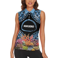 Personalised Nukuoro Micronesia Atoll Women Sleeveless Polo Shirt with Pacific Coral Reef