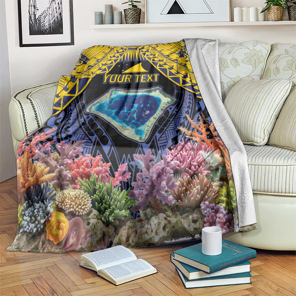 Tokelau Atafu Atoll Personalised Blanket Pacific Coral Reef Vibe LT9 Gold - Polynesian Pride