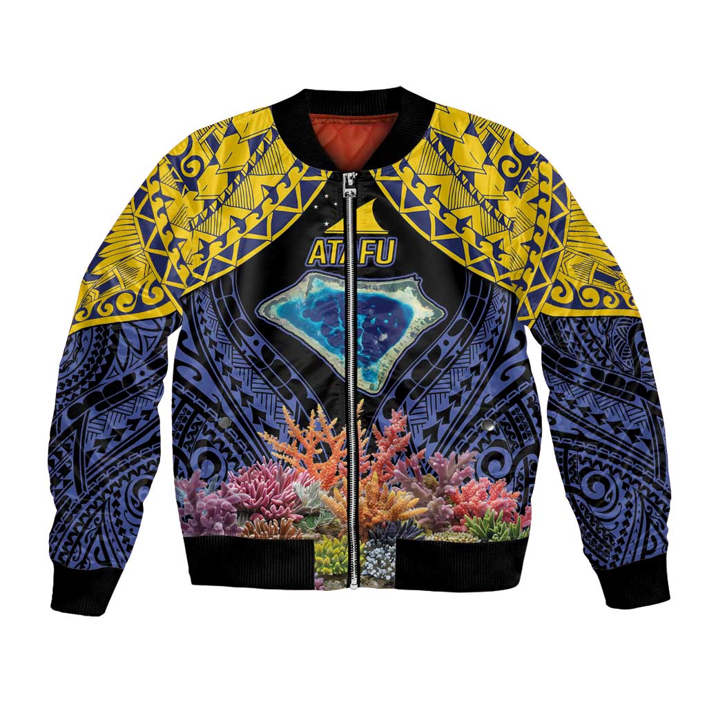 Tokelau Atafu Atoll Personalised Bomber Jacket Pacific Coral Reef Vibe LT9 Unisex Gold - Polynesian Pride