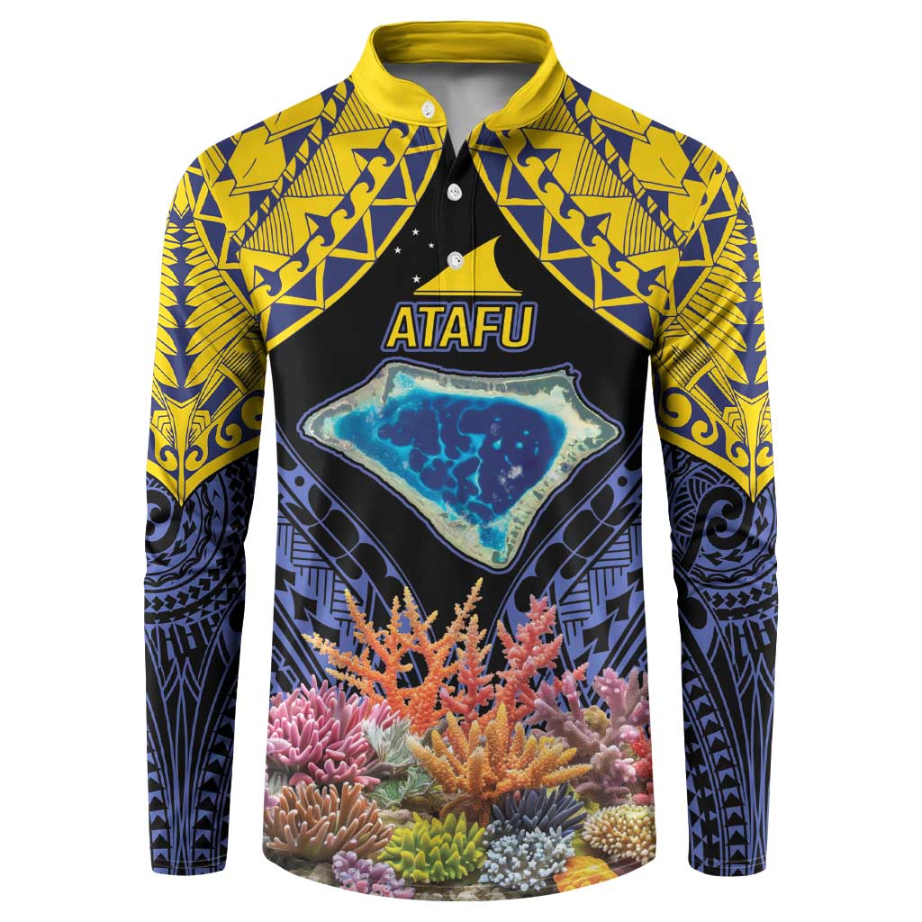 Tokelau Atafu Atoll Personalised Button Sweatshirt Pacific Coral Reef Vibe LT9 Gold - Polynesian Pride
