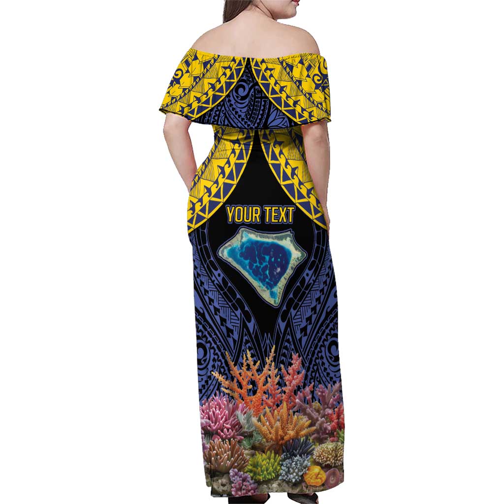 Tokelau Atafu Atoll Personalised Family Matching Off Shoulder Maxi Dress and Hawaiian Shirt Pacific Coral Reef Vibe