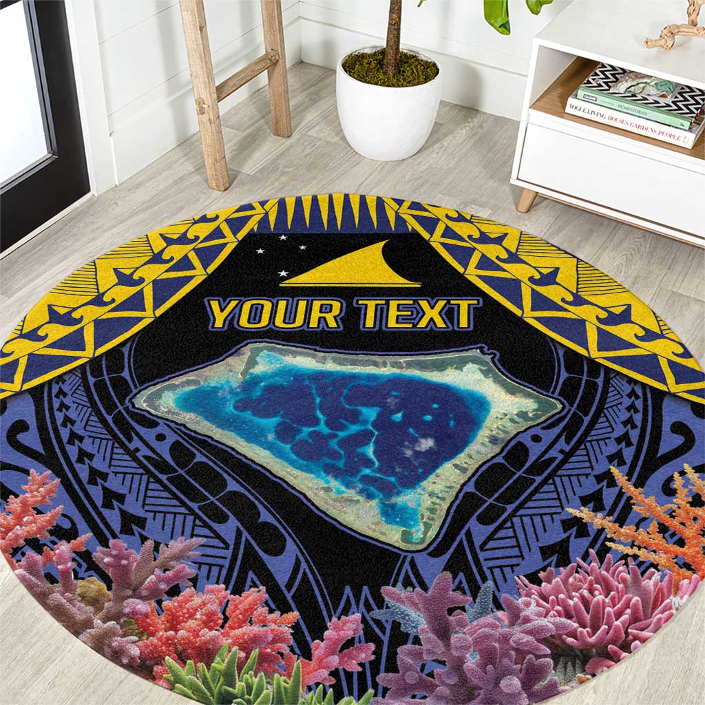 Tokelau Atafu Atoll Personalised Round Carpet Pacific Coral Reef Vibe LT9 Gold - Polynesian Pride