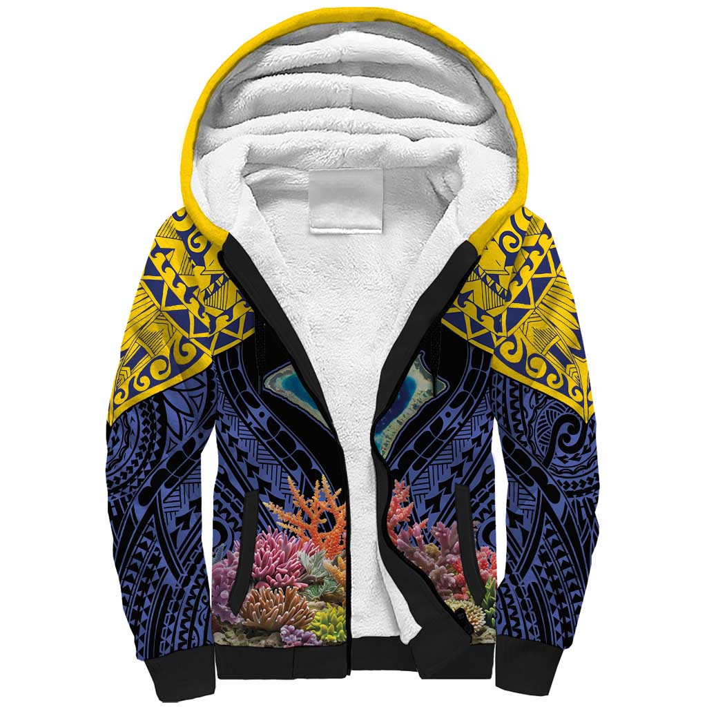 Tokelau Atafu Atoll Personalised Sherpa Hoodie Pacific Coral Reef Vibe LT9 Unisex Gold - Polynesian Pride