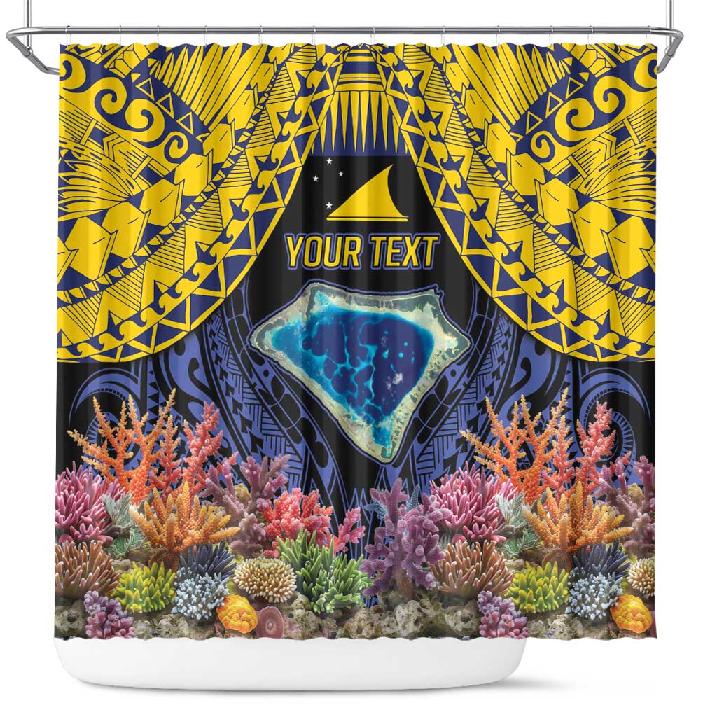 Tokelau Atafu Atoll Personalised Shower Curtain Pacific Coral Reef Vibe LT9 Gold - Polynesian Pride