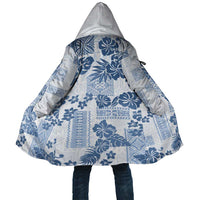 Vintage Hawaii Cloak Hibiscus Tapa Tribal With Hawaiian Quilt Pattern Blue - Polynesian Pride