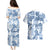 Vintage Hawaii Couples Matching Puletasi Dress and Hawaiian Shirt Hibiscus Tapa Tribal With Hawaiian Quilt Pattern Blue LT9 - Polynesian Pride