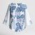Vintage Hawaii Kimono Sleeve Blouse Hibiscus Tapa Tribal With Hawaiian Quilt Pattern Blue - Polynesian Pride