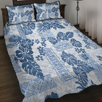 Vintage Hawaii Quilt Bed Set Hibiscus Tapa Tribal With Hawaiian Quilt Pattern Blue LT9 - Polynesian Pride