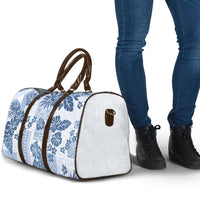 Vintage Hawaii Travel Bag Hibiscus Tapa Tribal With Hawaiian Quilt Pattern Blue - Polynesian Pride
