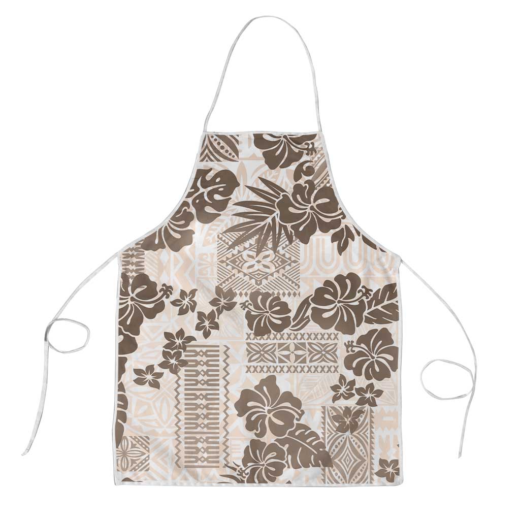 Vintage Hawaii Apron Hibiscus Tapa Tribal With Hawaiian Quilt Pattern Gold - Polynesian Pride