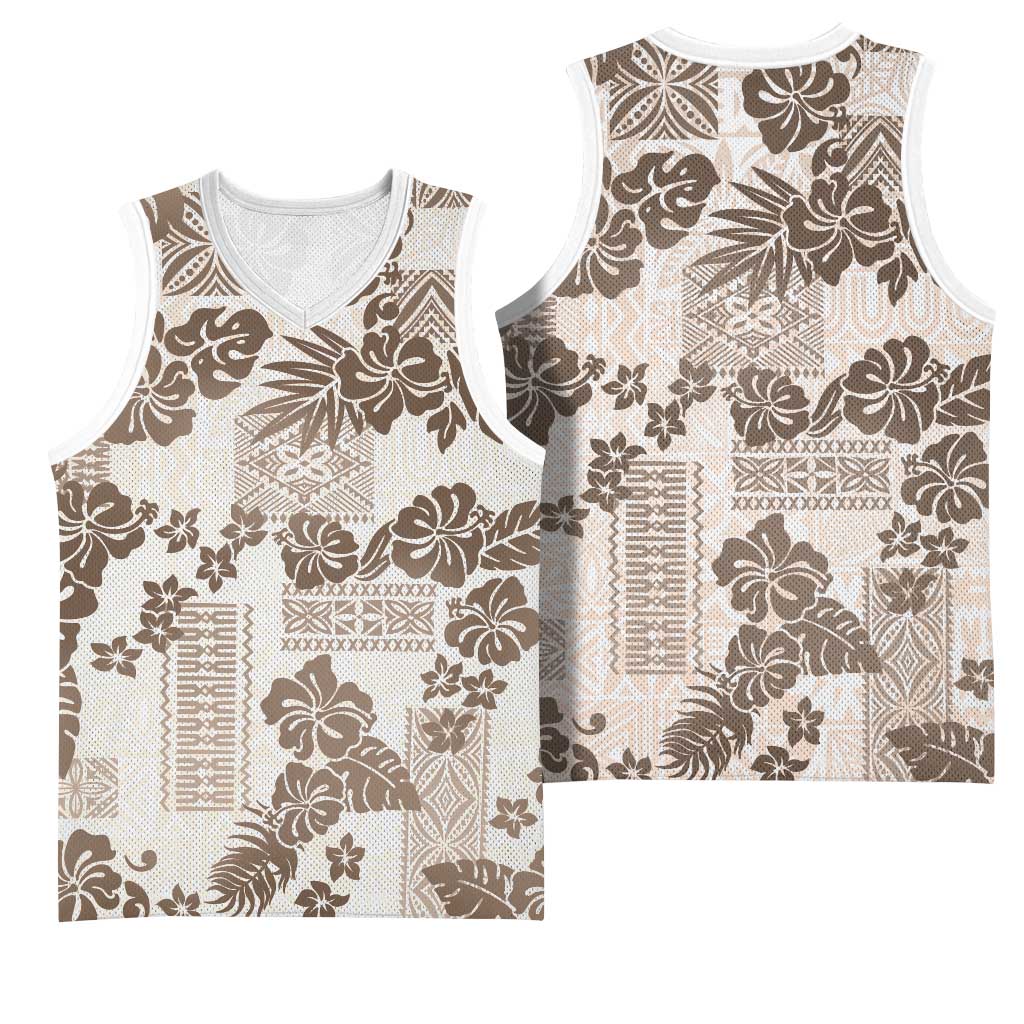 Vintage Hawaii Basketball Jersey Hibiscus Tapa Tribal With Hawaiian Quilt Pattern Gold - Polynesian Pride
