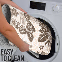 Vintage Hawaii Bathroom Set Hibiscus Tapa Tribal With Hawaiian Quilt Pattern Gold - Polynesian Pride