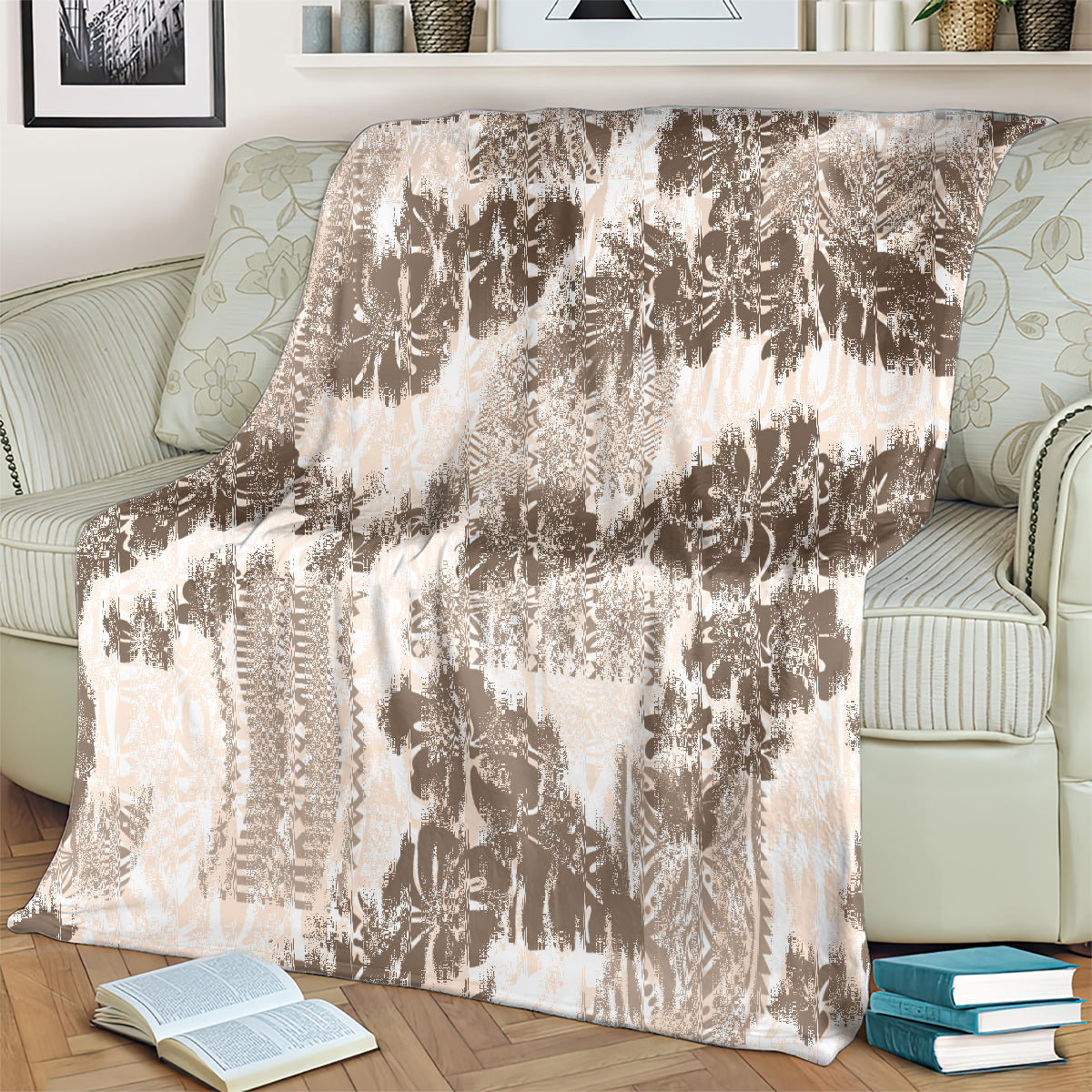 Vintage Hawaii Blanket Hibiscus Tapa Tribal With Hawaiian Quilt Pattern Gold LT9 - Polynesian Pride