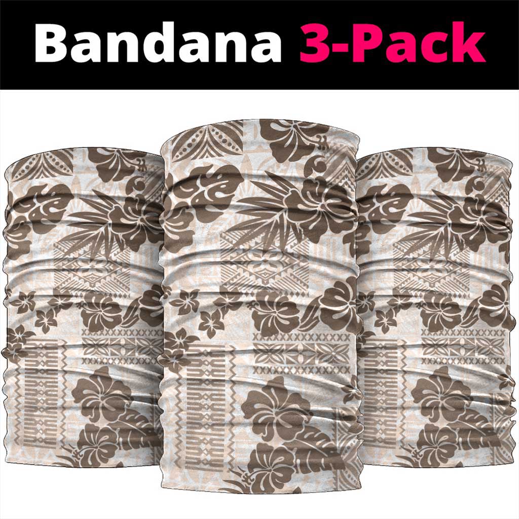 Vintage Hawaii Neck Gaiter Hibiscus Tapa Tribal With Hawaiian Quilt Pattern Gold - Polynesian Pride