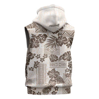 Vintage Hawaii Sleeveless Zip Hoodie Hibiscus Tapa Tribal With Hawaiian Quilt Pattern Gold - Polynesian Pride
