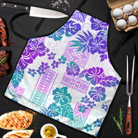 Vintage Hawaii Apron Hibiscus Tapa Tribal With Hawaiian Quilt Pattern Purple - Polynesian Pride